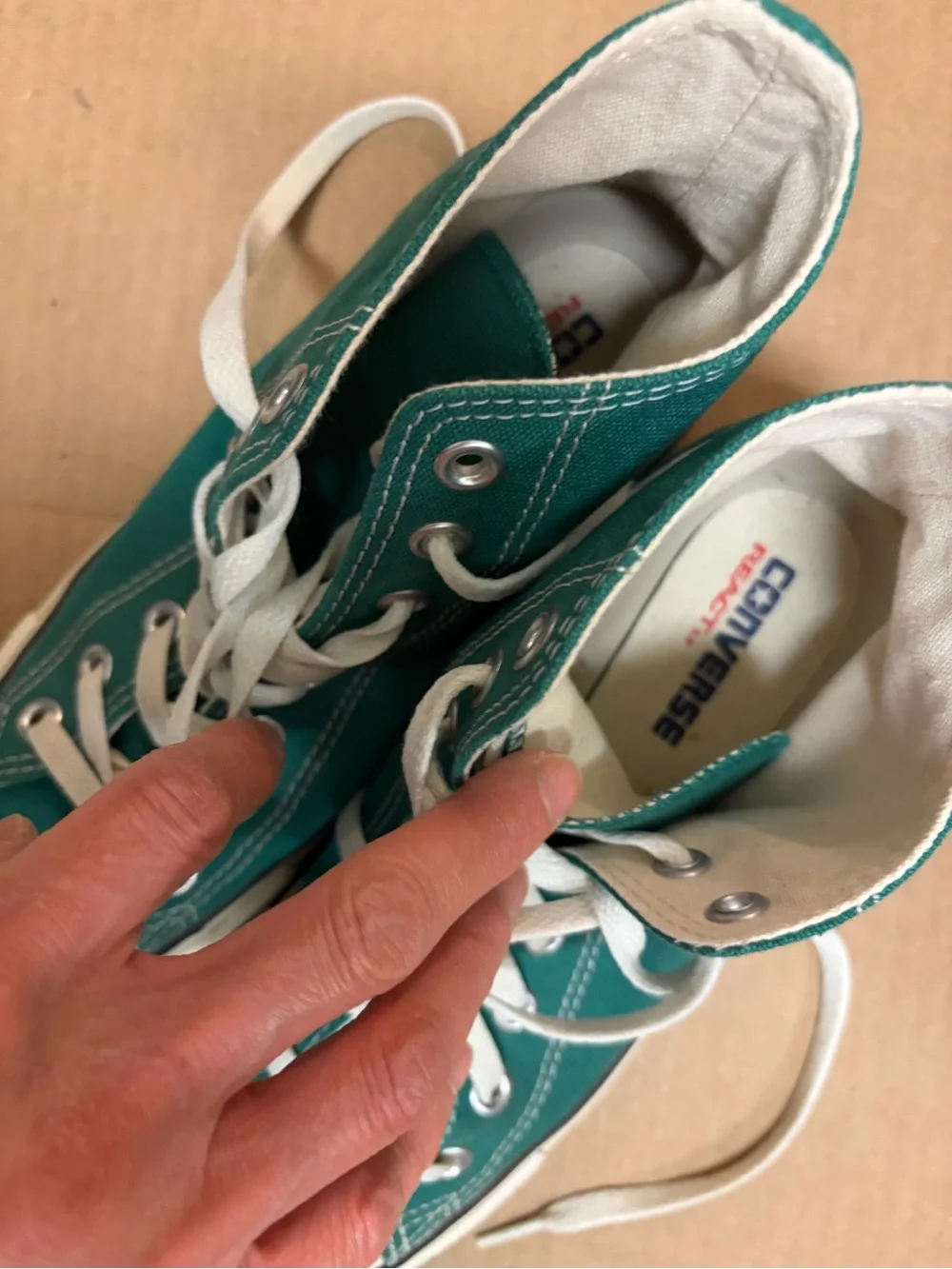 Converse Green and White High-Top Sneakers - Picture 2 of 9